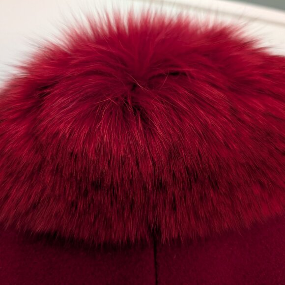 Linda Richards red women's wool coat with a real fox collar in size 4 - Picture 3 of 8